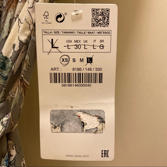 Zara floral print mid dress with belt Boho dress - Picture 10 of 10